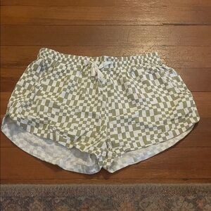 Billabong Checkered Olive and White Athletic Shorts